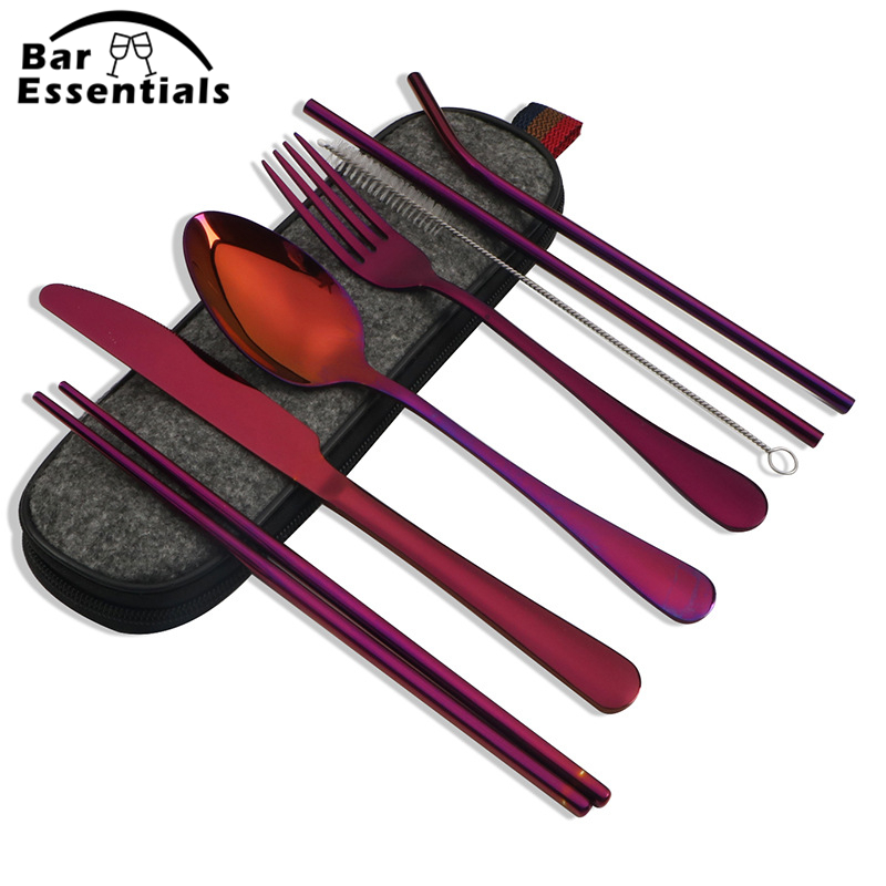 Outdoor Camping Dining Set - 8Pcs/set Tableware Reusable Travel Cutlery Set