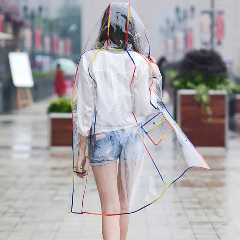 Colorful Rainbow Edge Transpar - Camping Rain Poncho ulasan dan harga